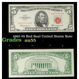 1963 $5 Red Seal United States Note Grades Choice