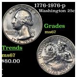 1776-1976-p Washington Quarter 25c Grades GEM++ Un