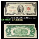 1953A $2 Red Seal United States Note Grades xf det