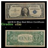 1957B $1 Blue Seal Silver Certificate Grades vf++