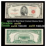 1953A $5 Red Seal United States Note Grades Choice