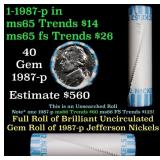 BU Shotgun Jefferson 5c roll, 1987-p 40 pcs Bank $