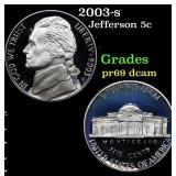 2003-s Proof Jefferson Nickel 5c Grades GEM++ Proo