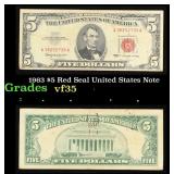 1963 $5 Red Seal United States Note Grades vf++