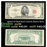 1953A $5 Red Seal United States Note Grades Choice
