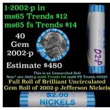 BU Shotgun Jefferson 5c roll, 2002-p 40 pcs Bank $