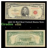 1963 $5 Red Seal United States Note Grades vf++