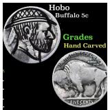 Hobo Buffalo Nickel 5c Grades Hand Carved