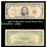 1963 $5 Red Seal United States Note Grades vf+