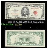1963 $5 Red Seal United States Note Grades Choice