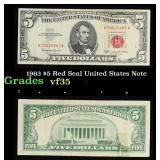 1963 $5 Red Seal United States Note Grades vf++