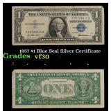 1957 $1 Blue Seal Silver Certificate Grades vf++