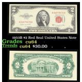 1953B $2 Red Seal United States Note Grades Choice
