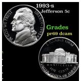 1993-s Proof Jefferson Nickel 5c Grades GEM++ Proo