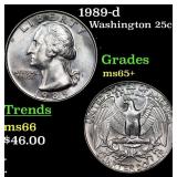 1989-d Washington Quarter 25c Grades GEM+ Unc