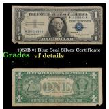 1957B $1 Blue Seal Silver Certificate Grades vf de