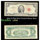 1963 $2 Red Seal United States Note Grades vf++