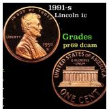 1991-s Proof Lincoln Cent 1c Grades GEM++ Proof De