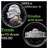 1993-s Proof Jefferson Nickel 5c Grades GEM++ Proo