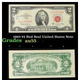 1963 $2 Red Seal United States Note Grades Choice