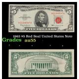 1963 $5 Red Seal United States Note Grades Choice