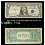 1957B $1 Blue Seal Silver Certificate Grades vf++