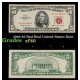 1963 $5 Red Seal United States Note Grades xf