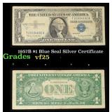 1957B $1 Blue Seal Silver Certificate Grades vf+