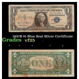 1957B $1 Blue Seal Silver Certificate Grades vf+