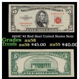 1953C $5 Red Seal United States Note Grades Choice