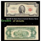 1953B $2 Red Seal United States Note Grades xf det