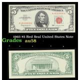1963 $5 Red Seal United States Note Grades Choice