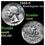 1986-d Washington Quarter 25c Grades GEM+ Unc
