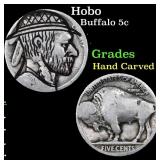 Hobo Buffalo Nickel 5c Grades Hand Carved