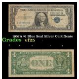 1957A $1 Blue Seal Silver Certificate Grades vf+