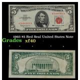 1963 $5 Red Seal United States Note Grades xf