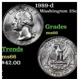 1989-d Washington Quarter 25c Grades GEM+ Unc