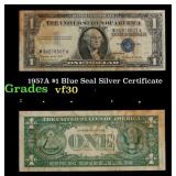 1957A $1 Blue Seal Silver Certificate Grades vf++