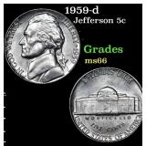 1959-d Jefferson Nickel 5c Grades GEM+ Unc
