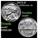 1972-d Jefferson Nickel 5c Grades GEM++ Unc