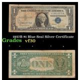1957B $1 Blue Seal Silver Certificate Grades vf++