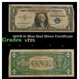 1957B $1 Blue Seal Silver Certificate Grades vf+