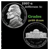 1997-s Proof Jefferson Nickel 5c Grades GEM++ Proo