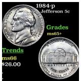 1984-p Jefferson Nickel 5c Grades GEM+ Unc