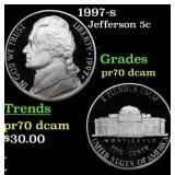 1997-s Proof Jefferson Nickel 5c pr70 dcam SEGS