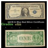 1957B $1 Blue Seal Silver Certificate Grades vf+