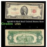 1953B $2 Red Seal United States Note Grades vf+