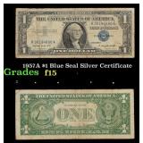 1957A $1 Blue Seal Silver Certificate Grades f+
