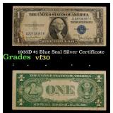 1935D $1 Blue Seal Silver Certificate Grades vf++