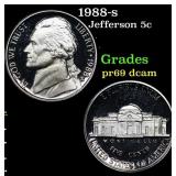 1988-s Proof Jefferson Nickel 5c Grades GEM++ Proo